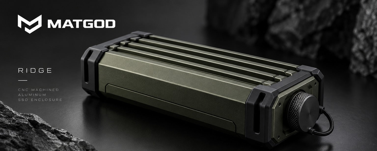 MATGOD RIDGE olive green CNC machined aluminum SSD enclosure